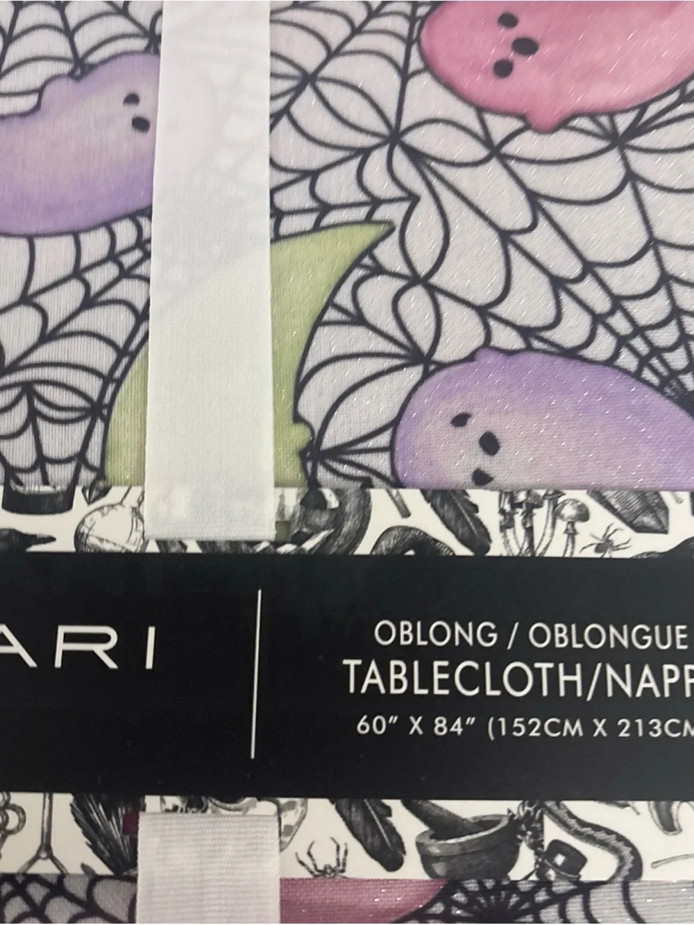 Tahari Halloween Ghosts Tablecloth in Pink, Purple, Teal, Orange, Black